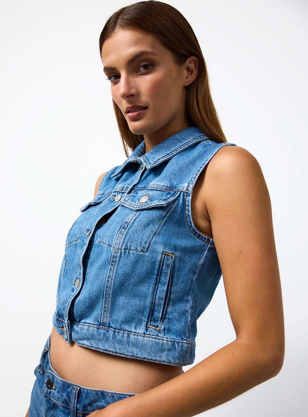 Mid Denim Classic Collar Waistcoat 18 - Image 2 thumbnail